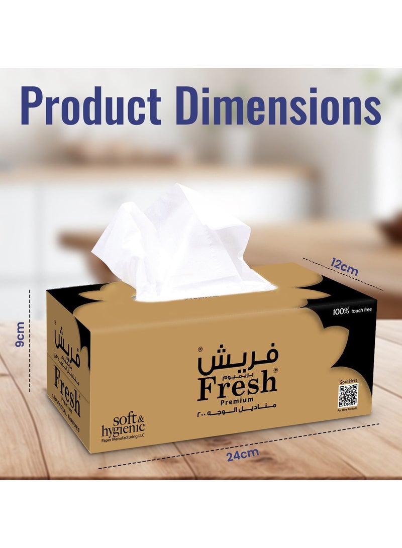 إس إن إتش باكينج علبة مناديل وجه جديدة، 5 عبوات، كل عبوة تحتوي على 200 ورقة × طبقتين، بإجمالي 1000 ورقة. - Image 2